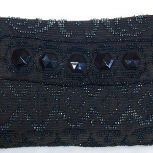 Vintage 1940s Black Beaded Clutch Purse